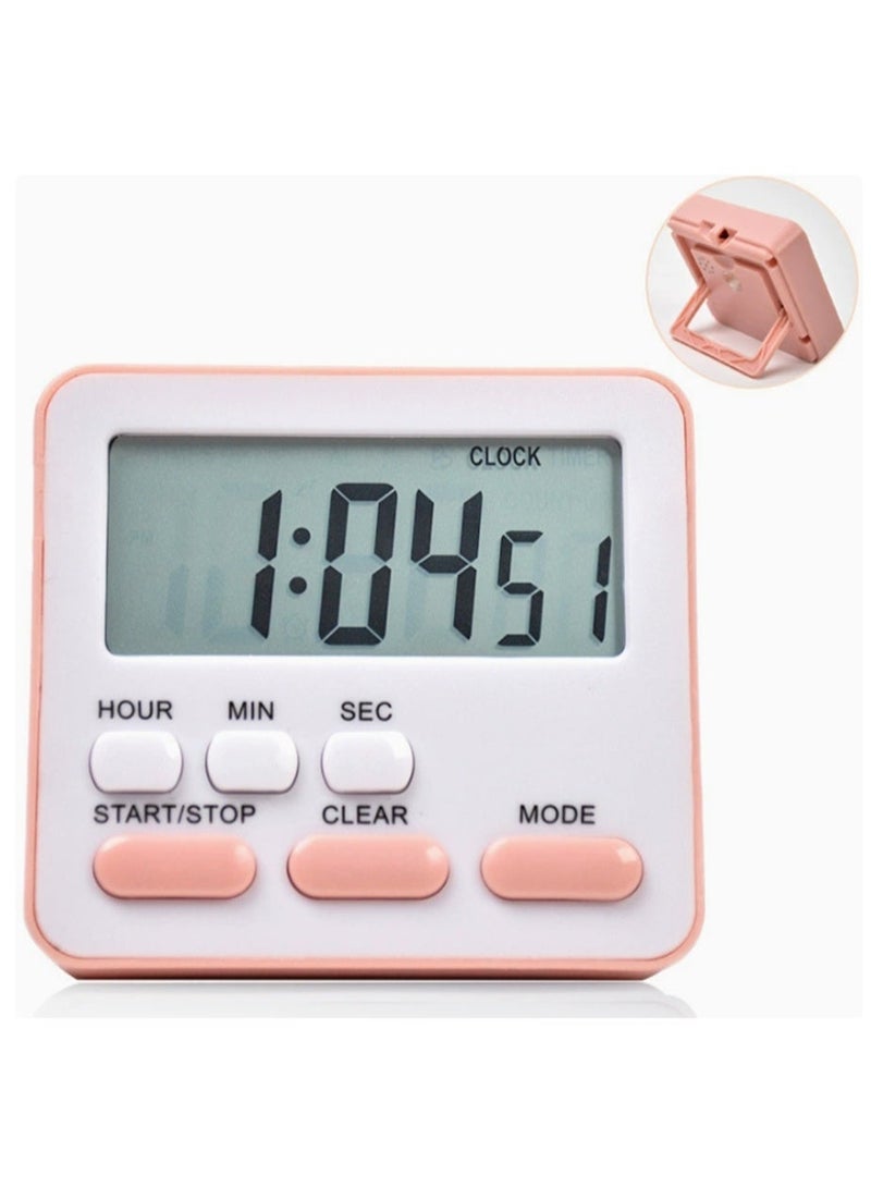Digital Kitchen Timer With Silent/Loud Alarm Clock, Countdown/Countdown, 24-Hour Clock And Alarm Function, Suitable For Children And Teachers To Cook (Pink) - Image 1